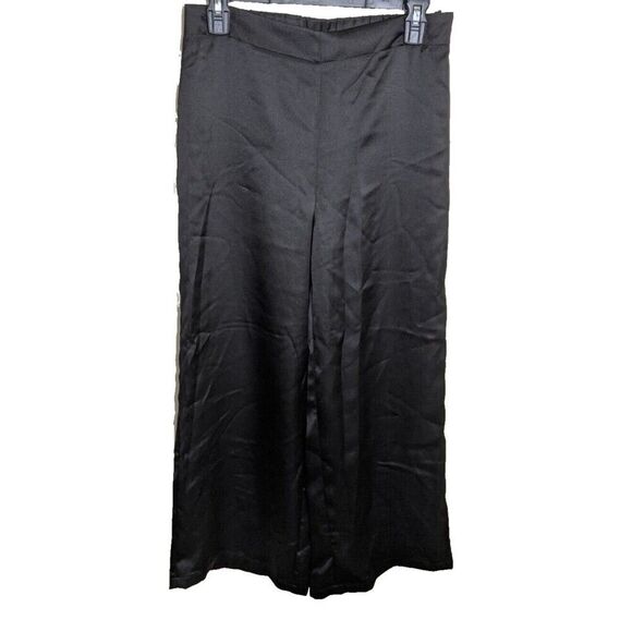 Rachel Zoe Pants Black Wide Leg Crop Elastic Back High Rise Size Small - Picture 1 of 9